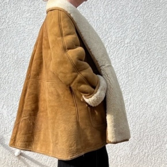 Ralph Lauren  Rare Vintage 80's Shearling Lambskin Suede Swing Coat - Picture 3 of 7
